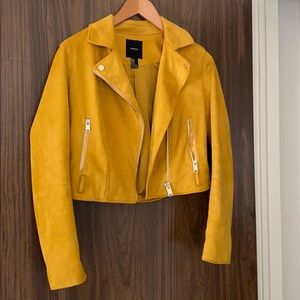 Golden faux suede moto jacket !